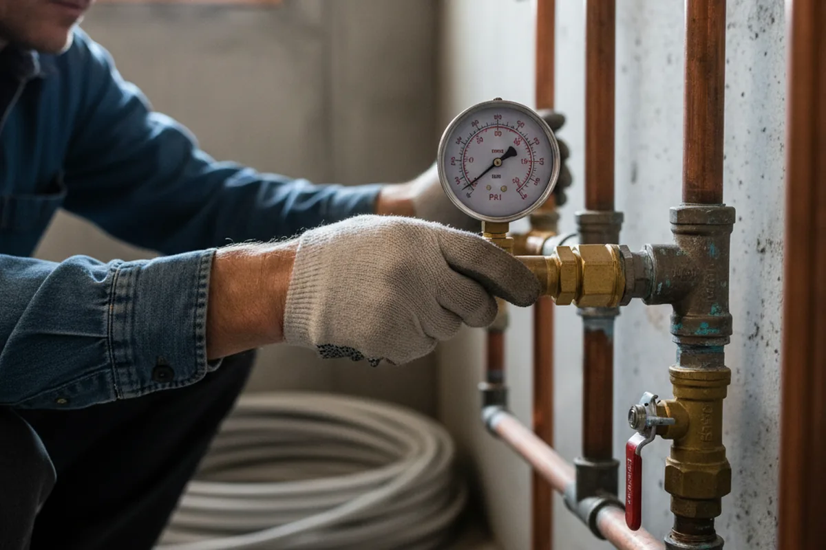 Pressure testing a repaired line during Water Line Repair in Oakman